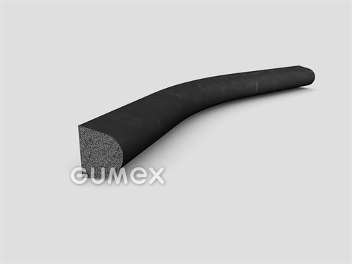 Mikroporézny profil tvaru "D", 13x15/R5,75mm, hustota 500kg/m3, EPDM, -30°C/+80°C, čierny